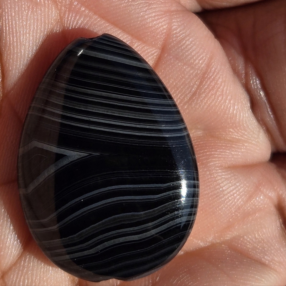 Black Striped Agate Teardrop Pendant Stone